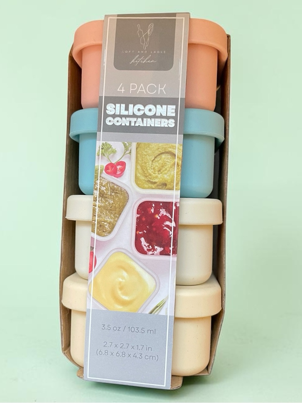 Loft & Ladle Silicone Snack Container Set Pastel Meal Prep Bento Lunch Cups